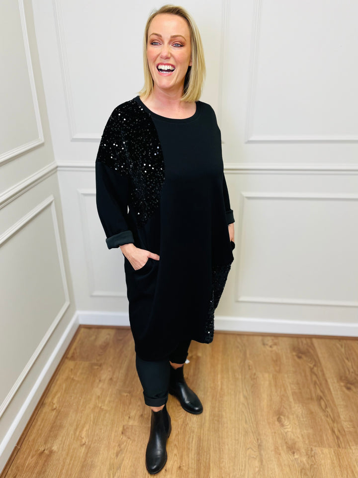 "LUISA" Sparkle Tunic-Black