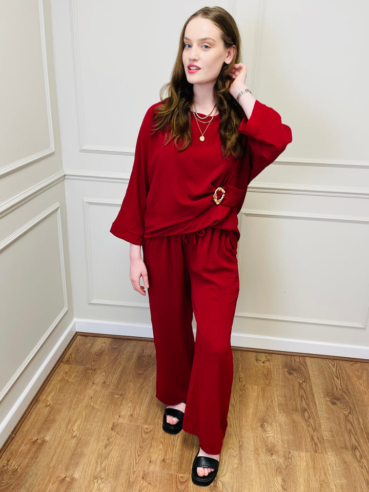 "RACHEL" Co-Ord Set-Burgundy