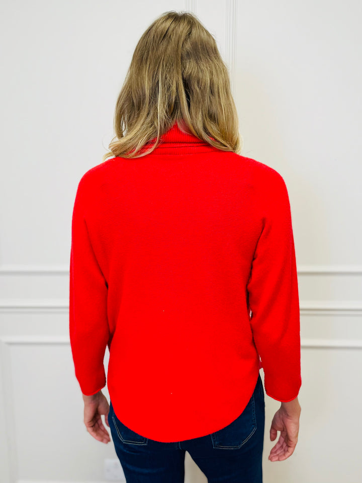 "MANDY" Roll Neck Jumper-Red