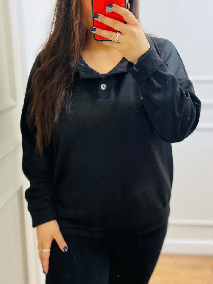 "ELODIE" Scuba Top-Black