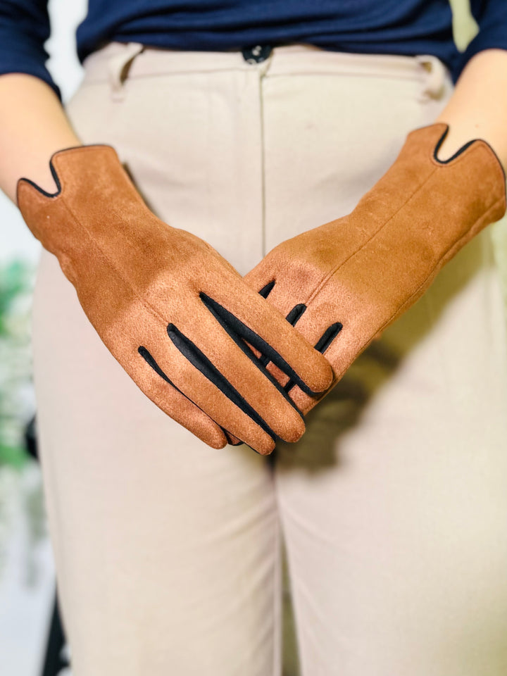 Two Toned Gloves-Tan & Black