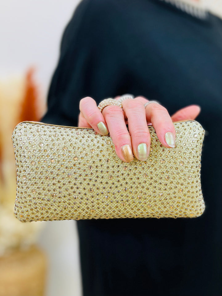 Embellished  Clutch Bag-Gold