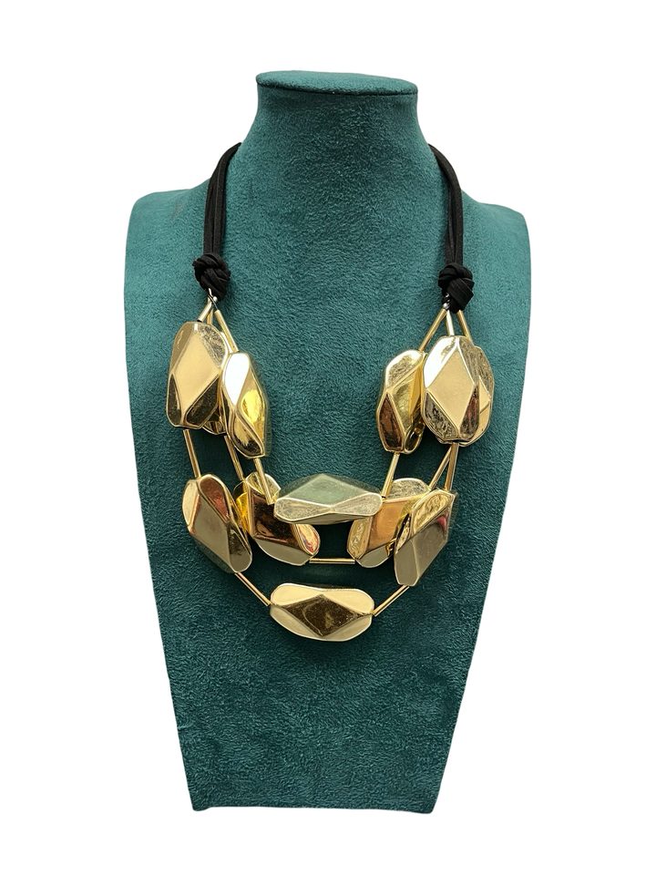 Gold & Black Short Statement Necklace