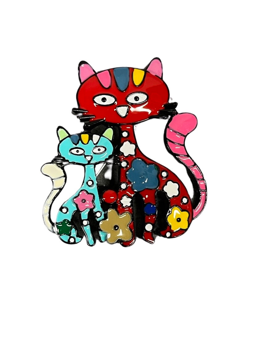 Multicolour Cats Brooch