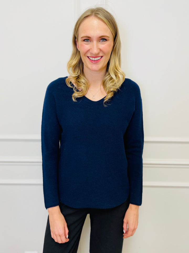 "MAGNOLIA" Fine Knit Jumper-Navy