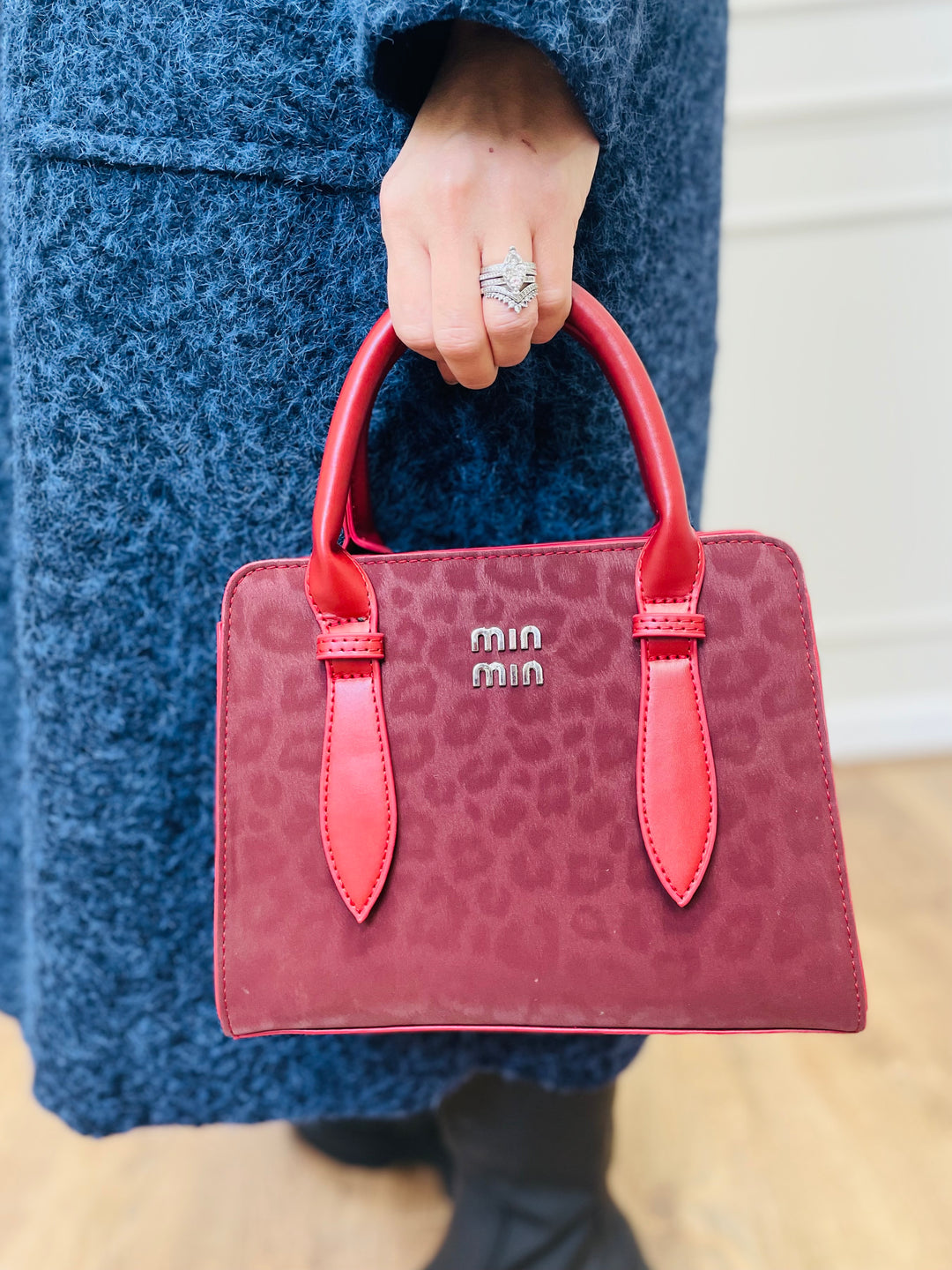 No.78 Leopard Print Handbag-Burgundy