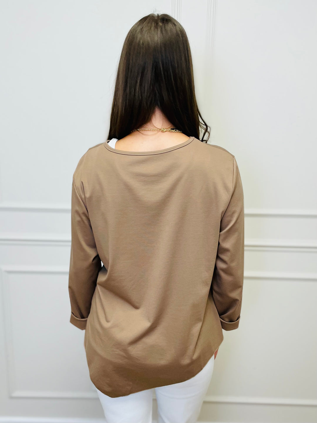 "AMARA" Side Tie Top-Camel