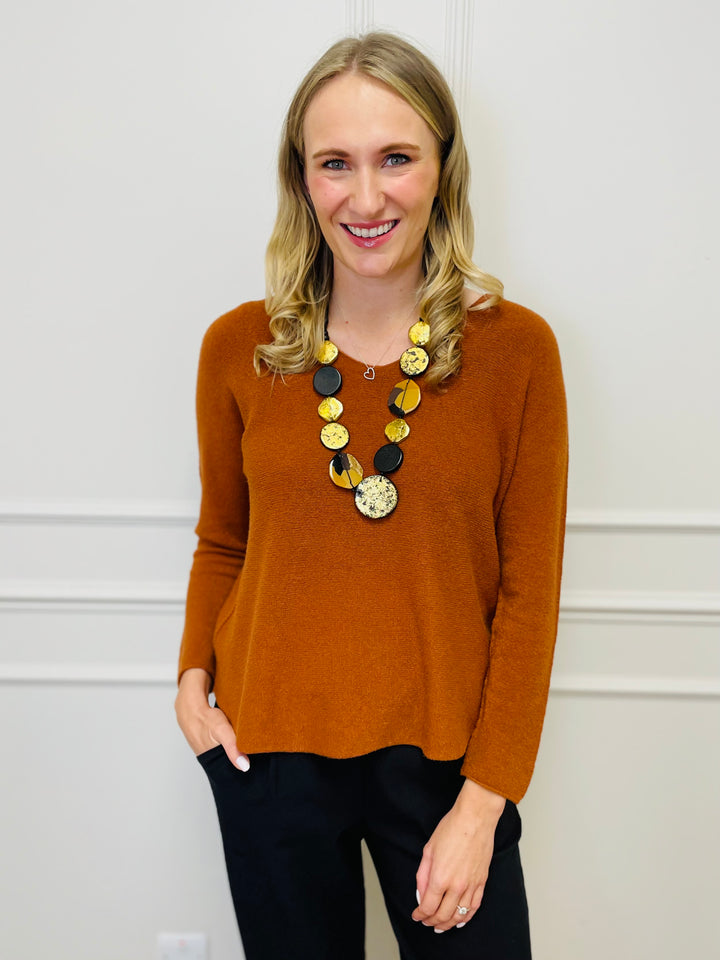 "MAGNOLIA" Fine Knit Jumper-Rust