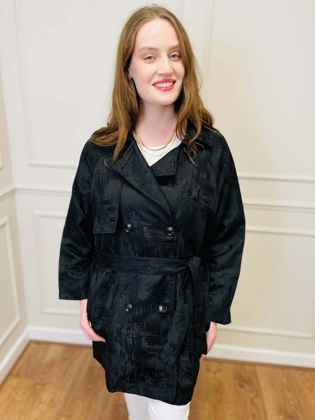 “PATRICIA" PREMIUM COLLECTION Trench Coat-Black