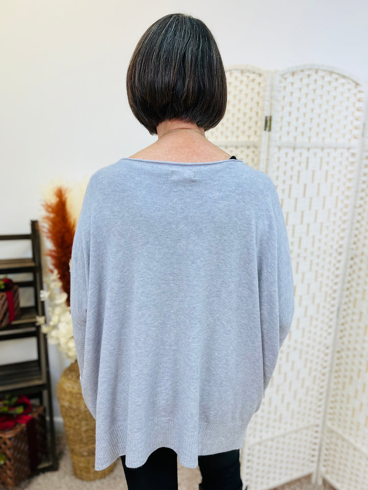 "KIKO" Super Soft Knitted Jumper-Silver