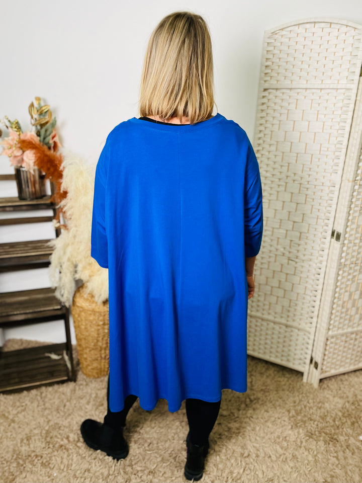 "JAY" Jersey Oversized Tunic-Royal Blue