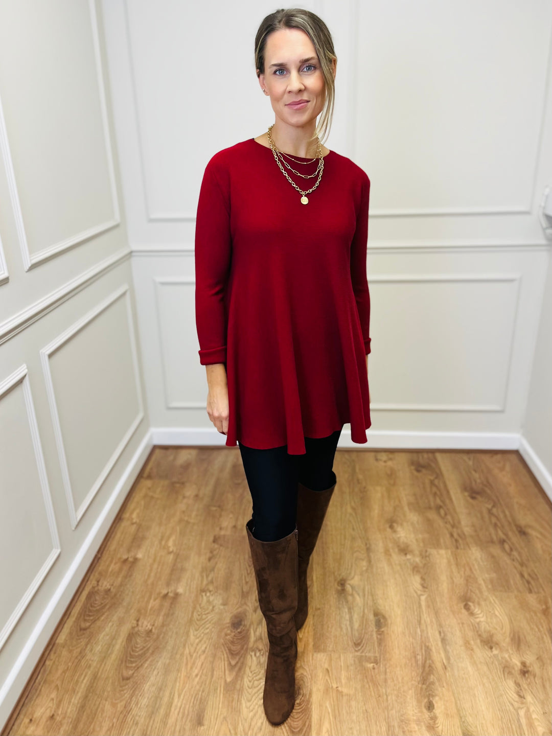 "HARRIET" Basic Soft Jumper-Wine