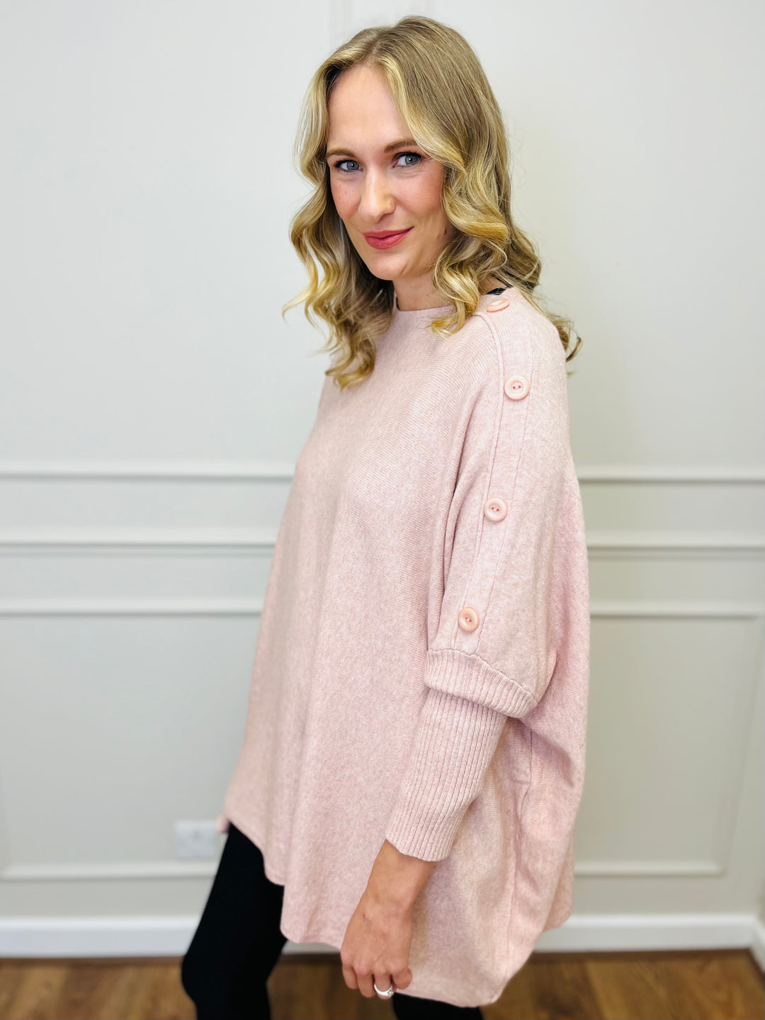 "BETTY" Button Jumper-Pink