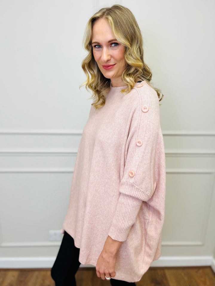 "BETTY" Button Jumper-Pink