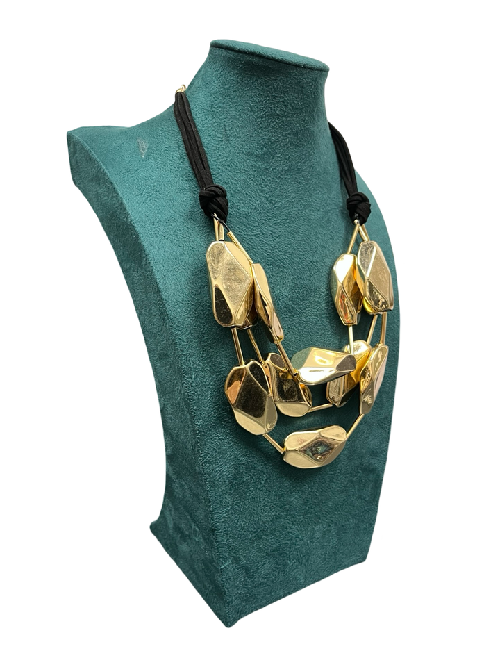 Gold & Black Short Statement Necklace