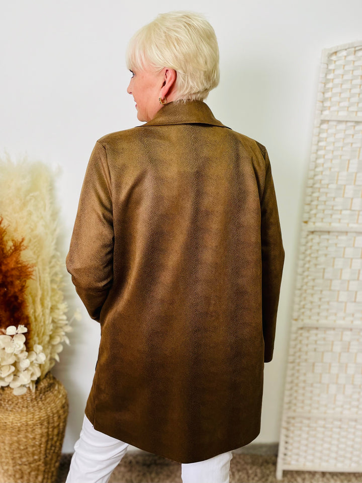 "CROSBY" Snake Print Jacket-Tan