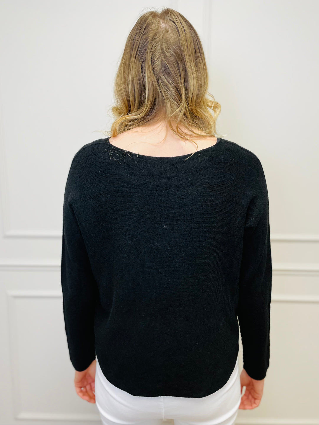 "MAGNOLIA" Fine Knit Jumper-Black