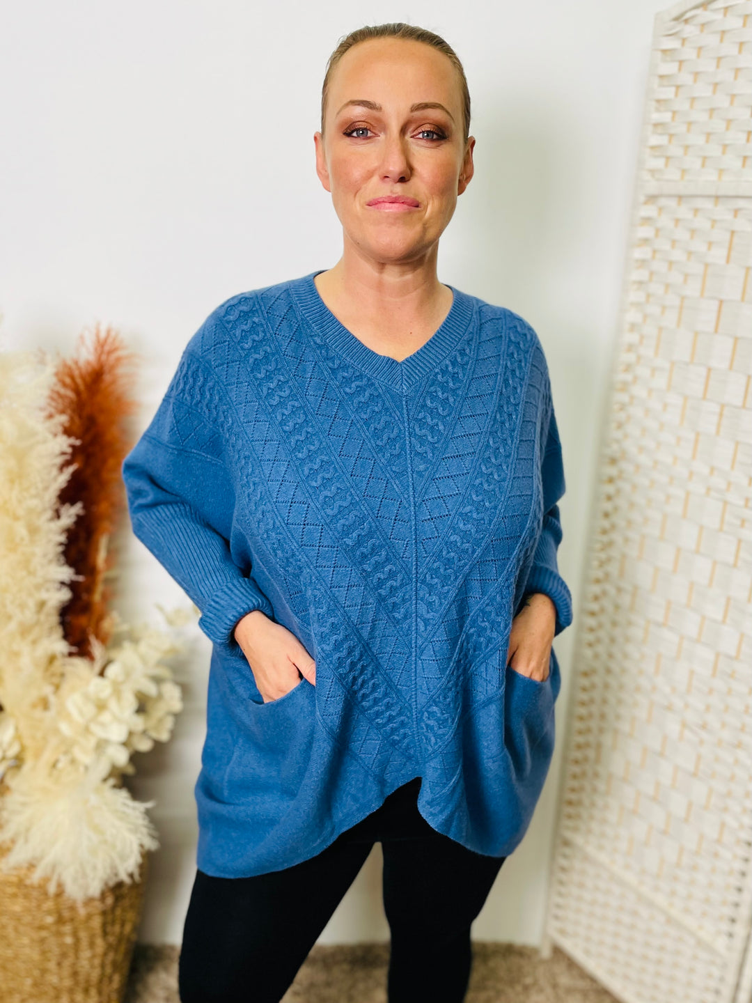 "SOFIA" Knitted Jumper-Blue