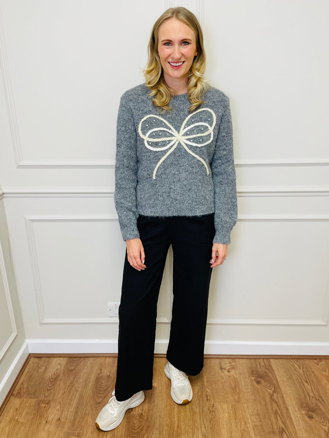 "HARLEY" Bow Jumper-Grey