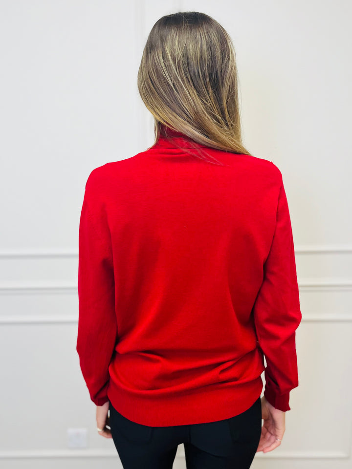 "ROBIN" Polo Neck-Burgundy