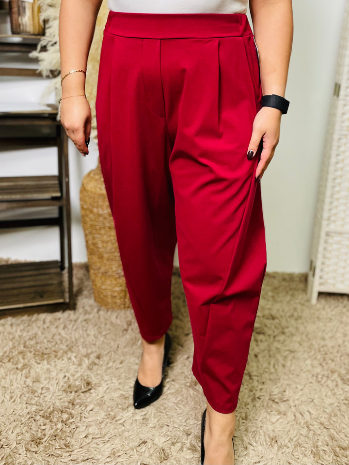 "LISA" Scuba Trousers-Burgundy