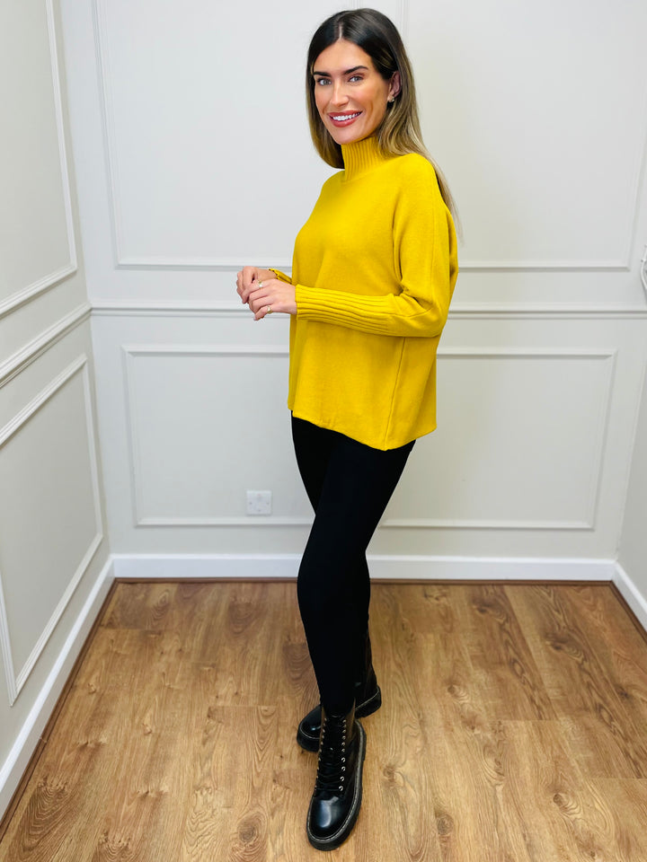 "AMANDA" Roll Neck Jumper-Mustard