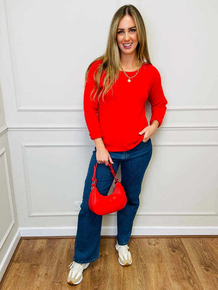 "MAGNOLIA" Fine Knit Jumper-Red