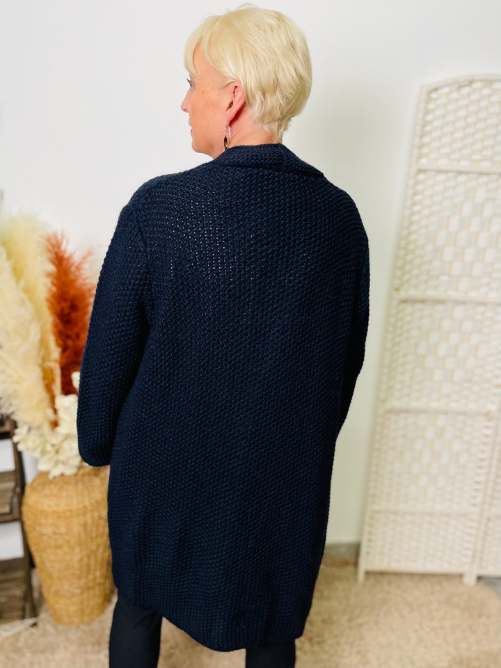 "MARISSA” Knitted Cardigan-Navy