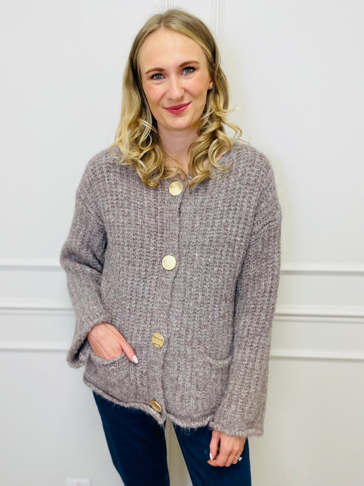 "KEILY” Chunky Knit Cardigan-Mocha