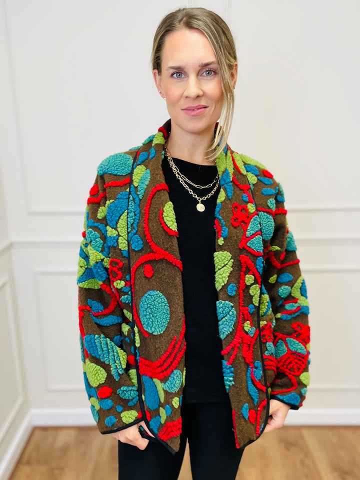 "NANCY" Textured Coat-Multicolour