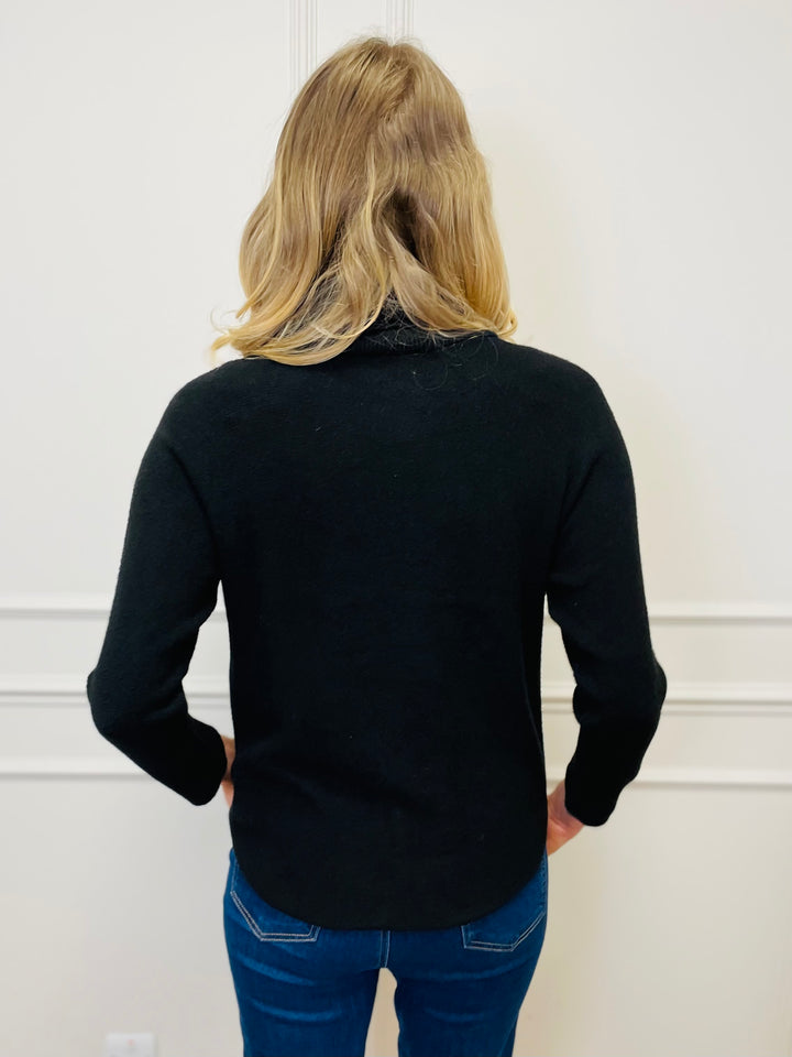 "MANDY" Roll Neck Jumper-Black