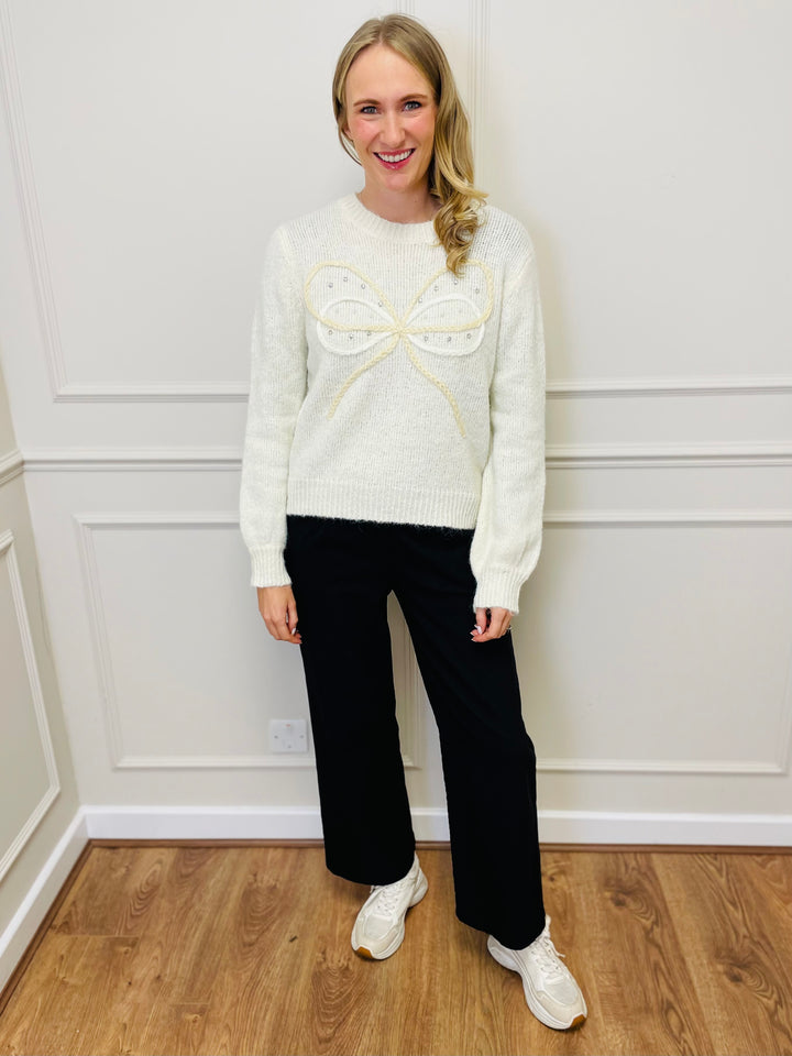 "HARLEY" Bow Jumper-Cream