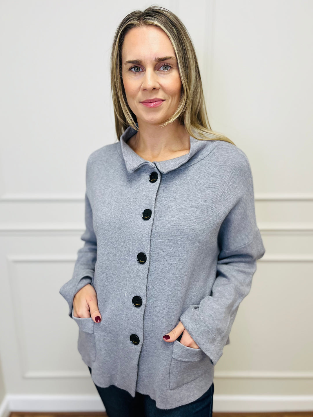 "BETTY" Soft Knit Jacket-Grey