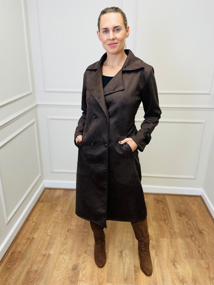 "CROSBY" Longline Jacket-Brown