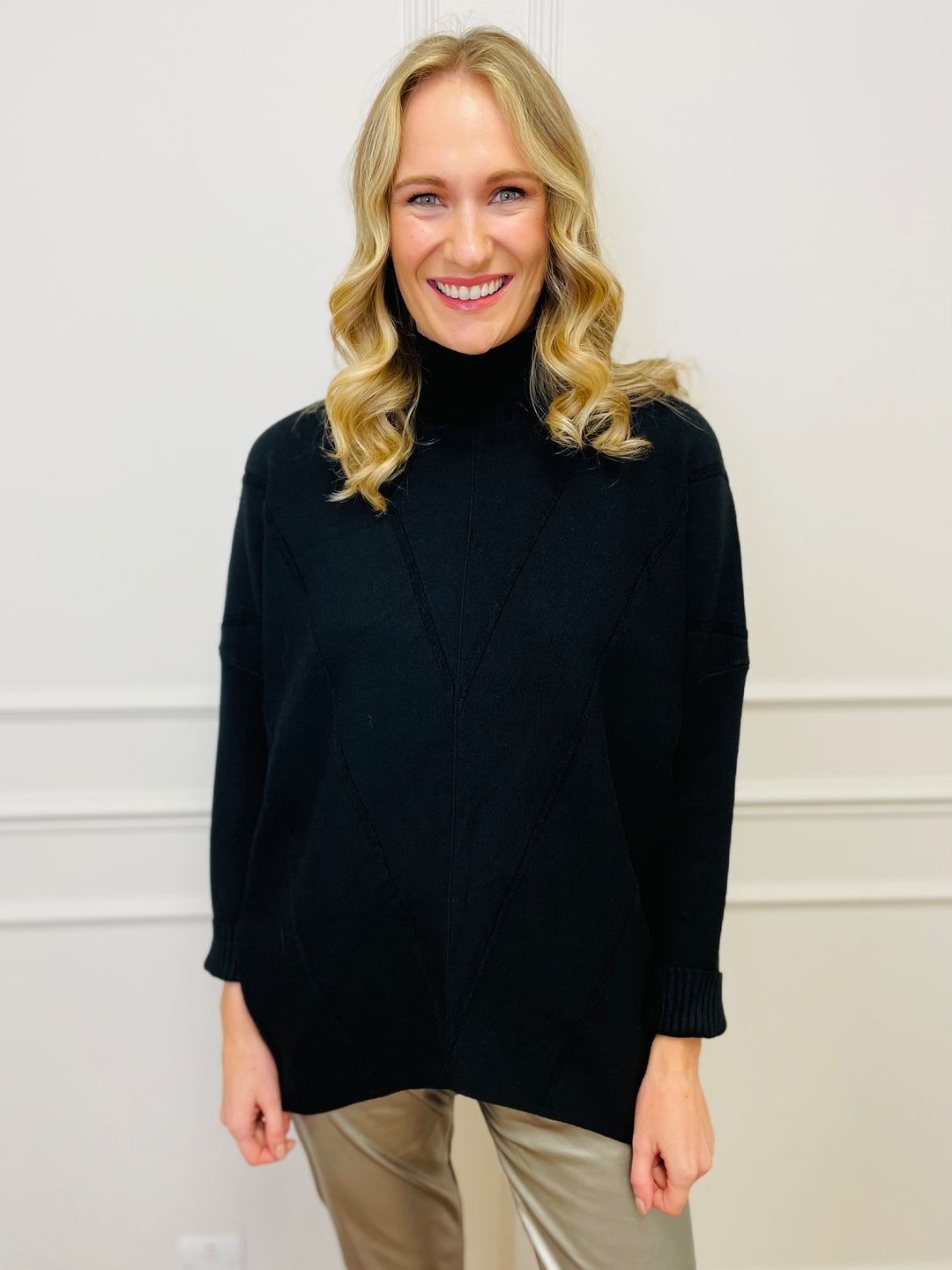 "BLAKE" Polo Neck Jumper-Black