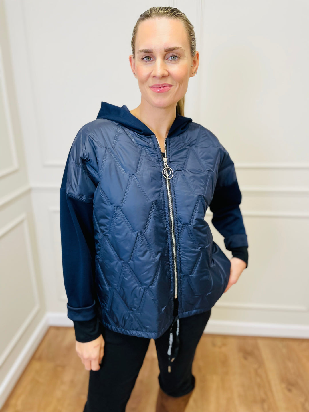 "BONNIE" Quilted Jacket-Navy