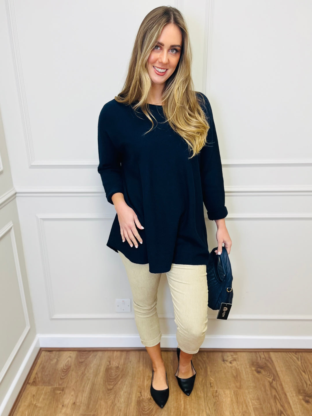 "GEORGIA" Basic Soft Jumper-Navy