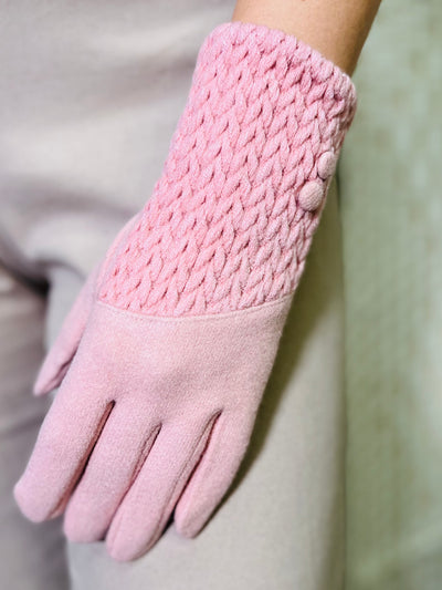 Knitted Gloves-Baby Pink