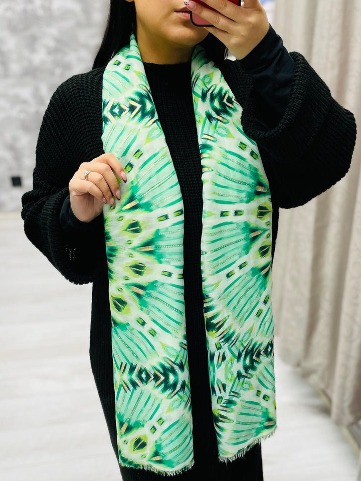 No.78 Artistic Print Scarf-Green