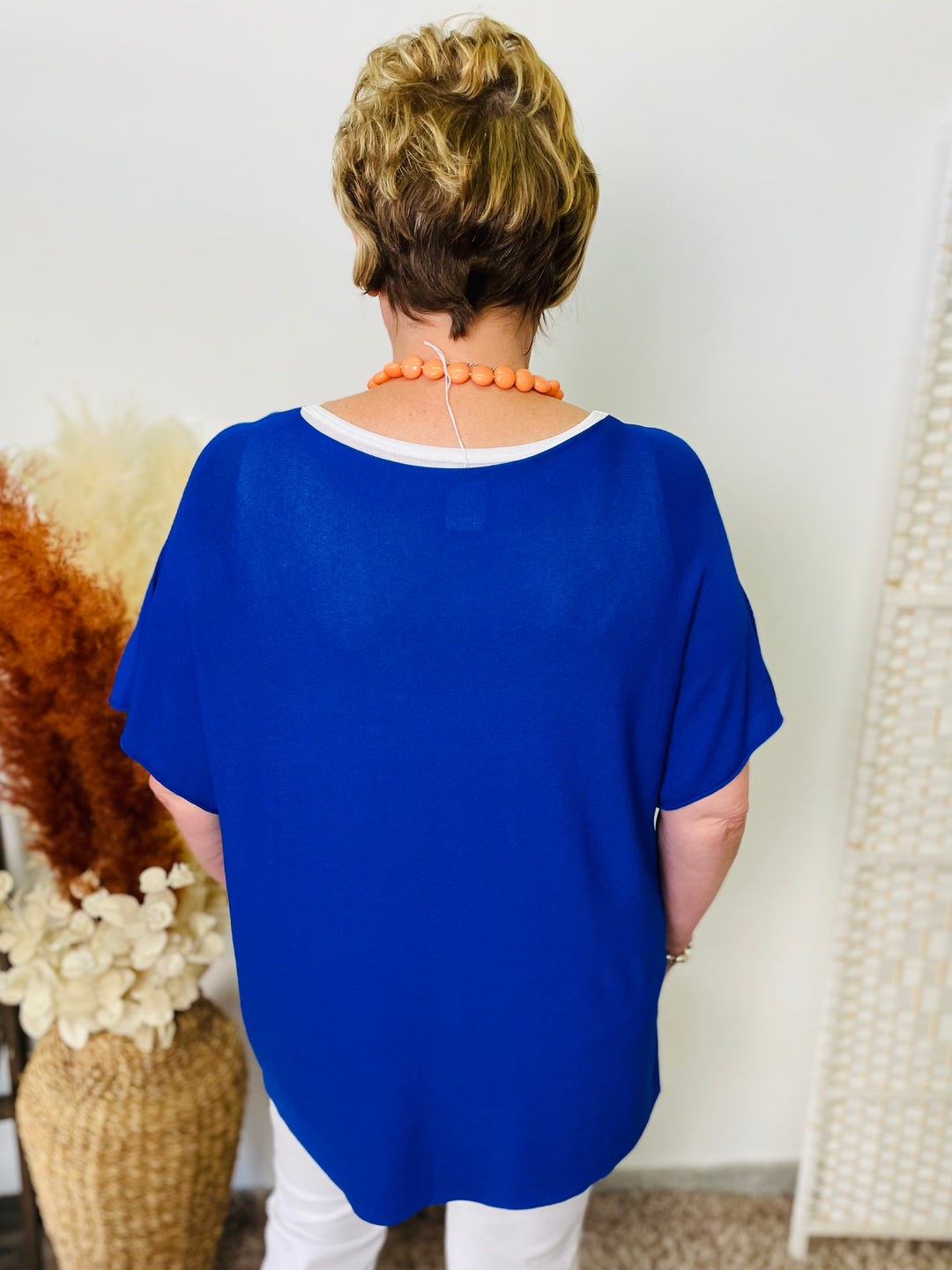 "HARPER" Fine Knit Top-Royal Blue