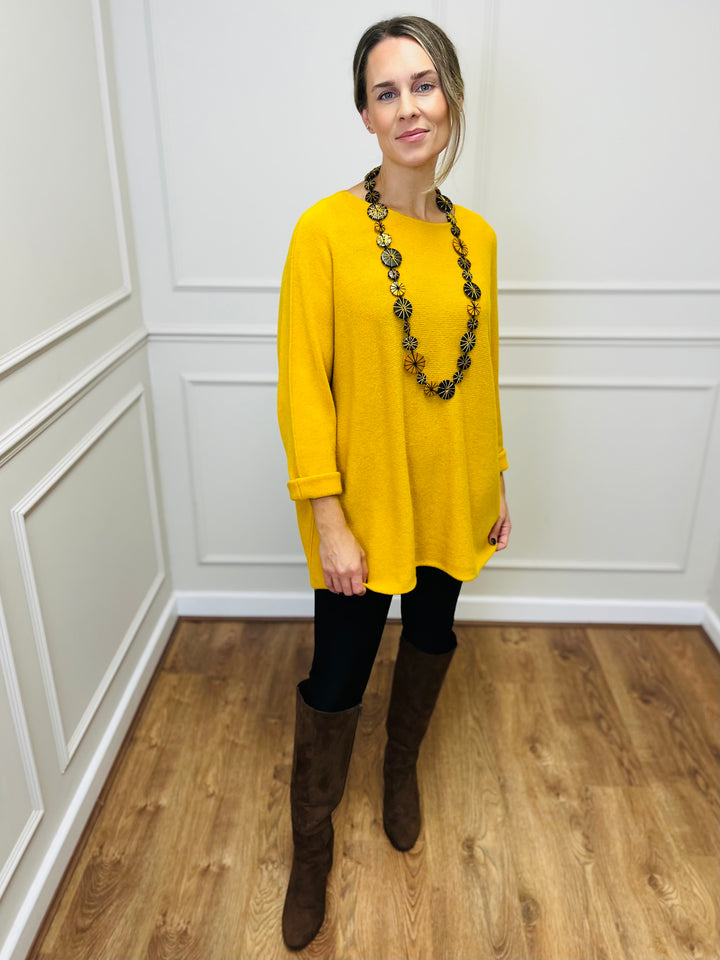 "GINNY" Basic Soft Jumper-Mustard