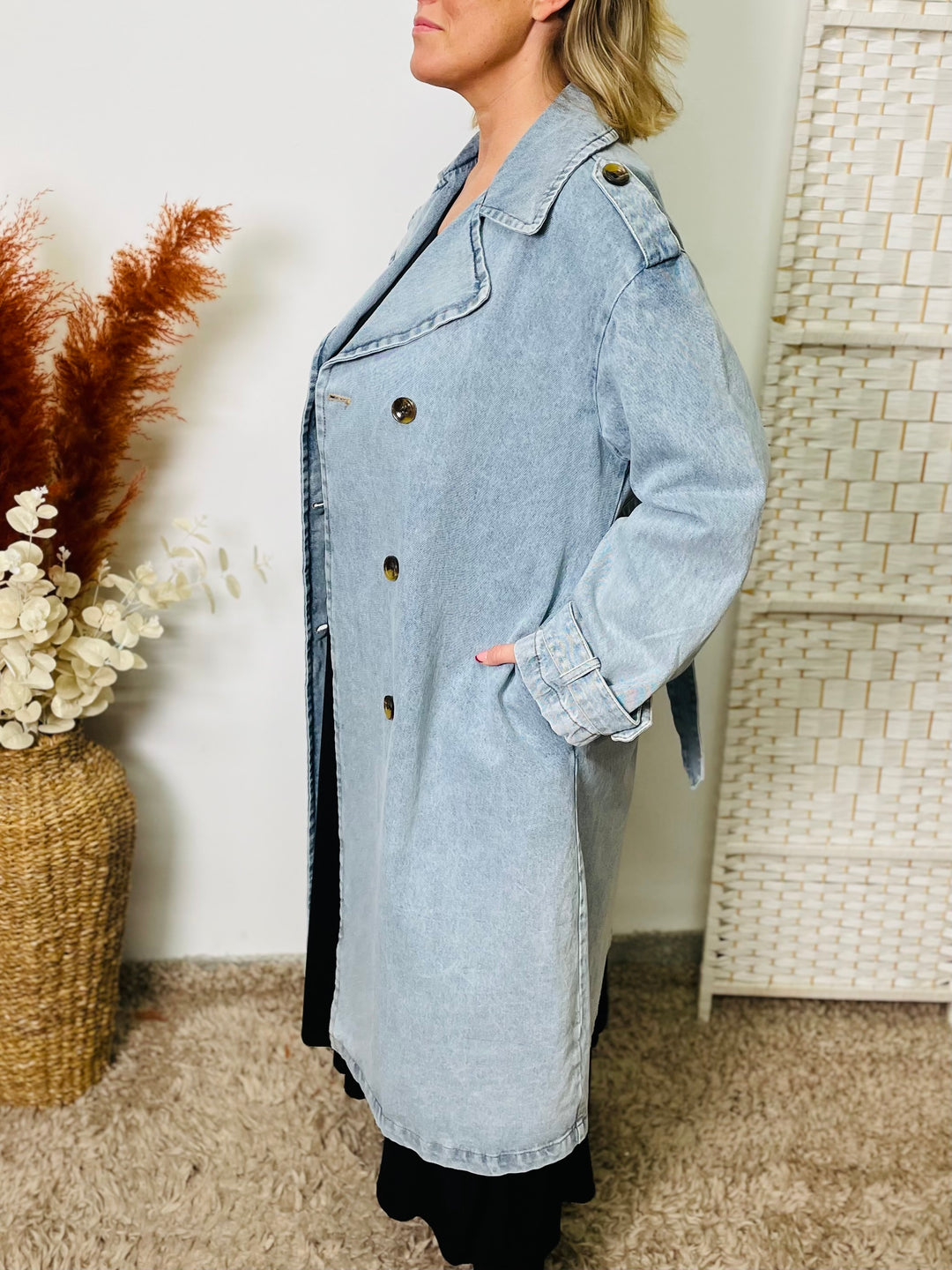 “CECE" Denim Trench Coat