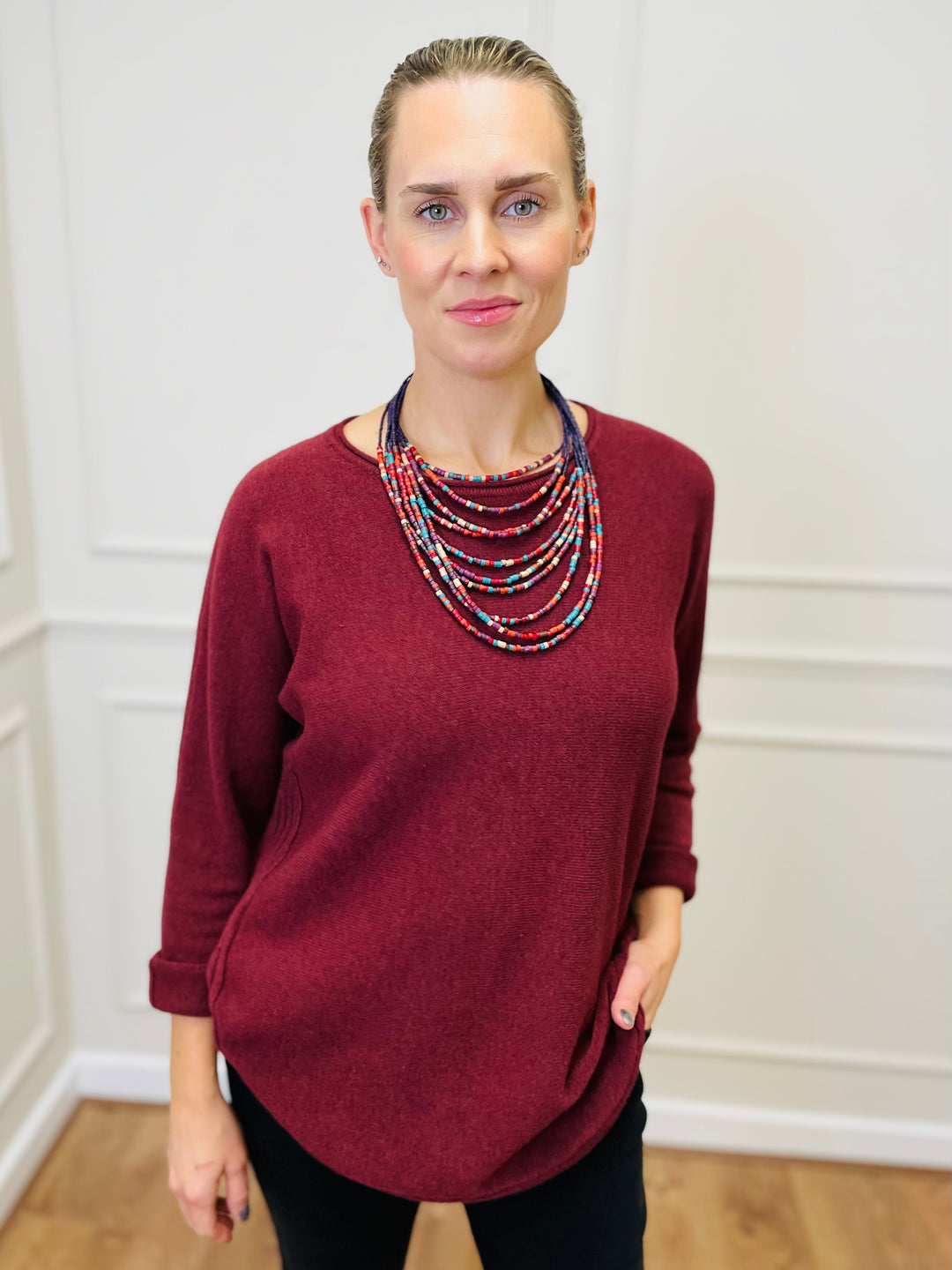 "CLEO" Soft Jumper-Burgundy