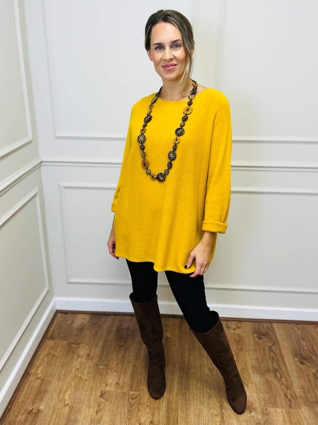 "GINNY" Basic Soft Jumper-Mustard