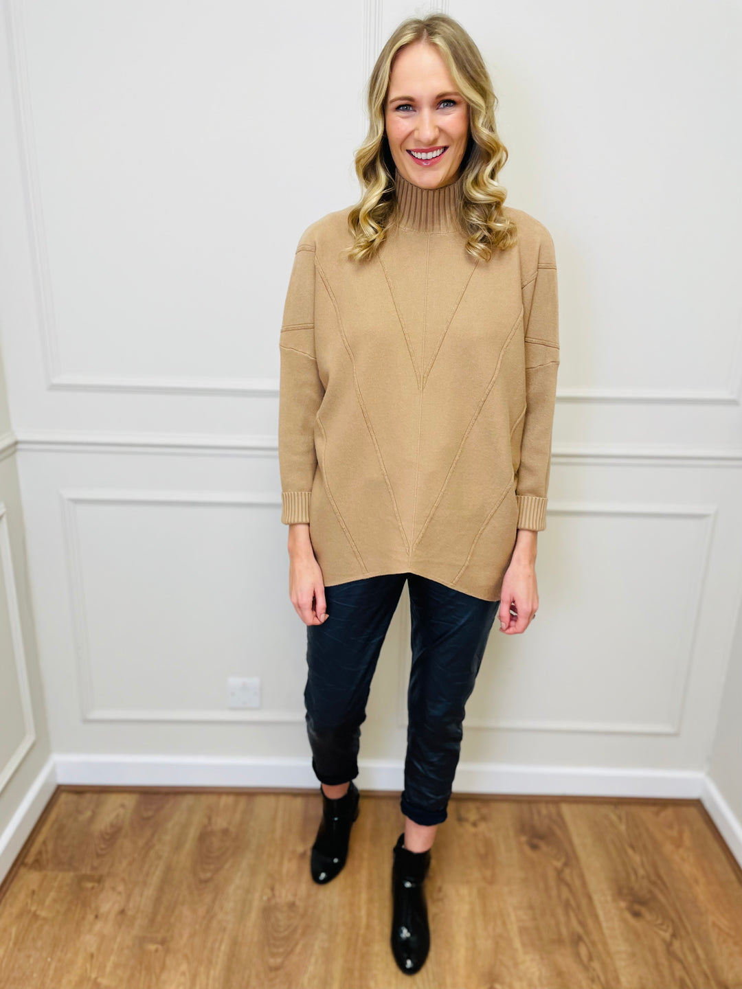 "BLAKE" Polo Neck Jumper-Tan