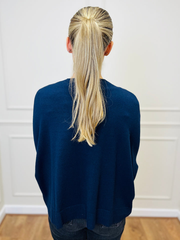 "MILA" Soft Knit Cardigan-Navy
