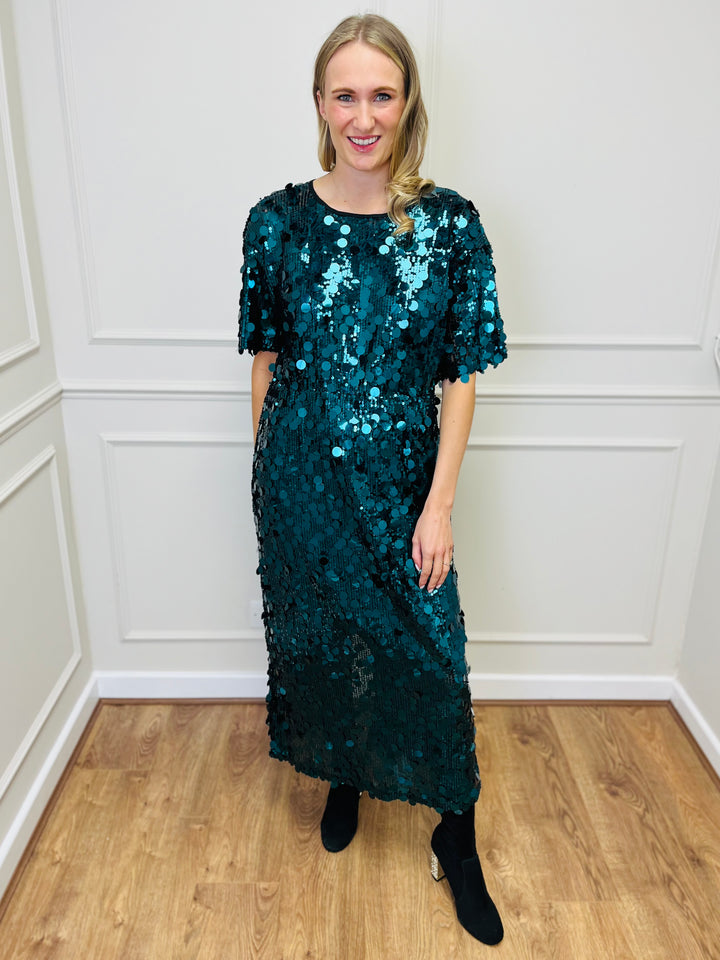 "ROSALIE" Sequin Dress-Green