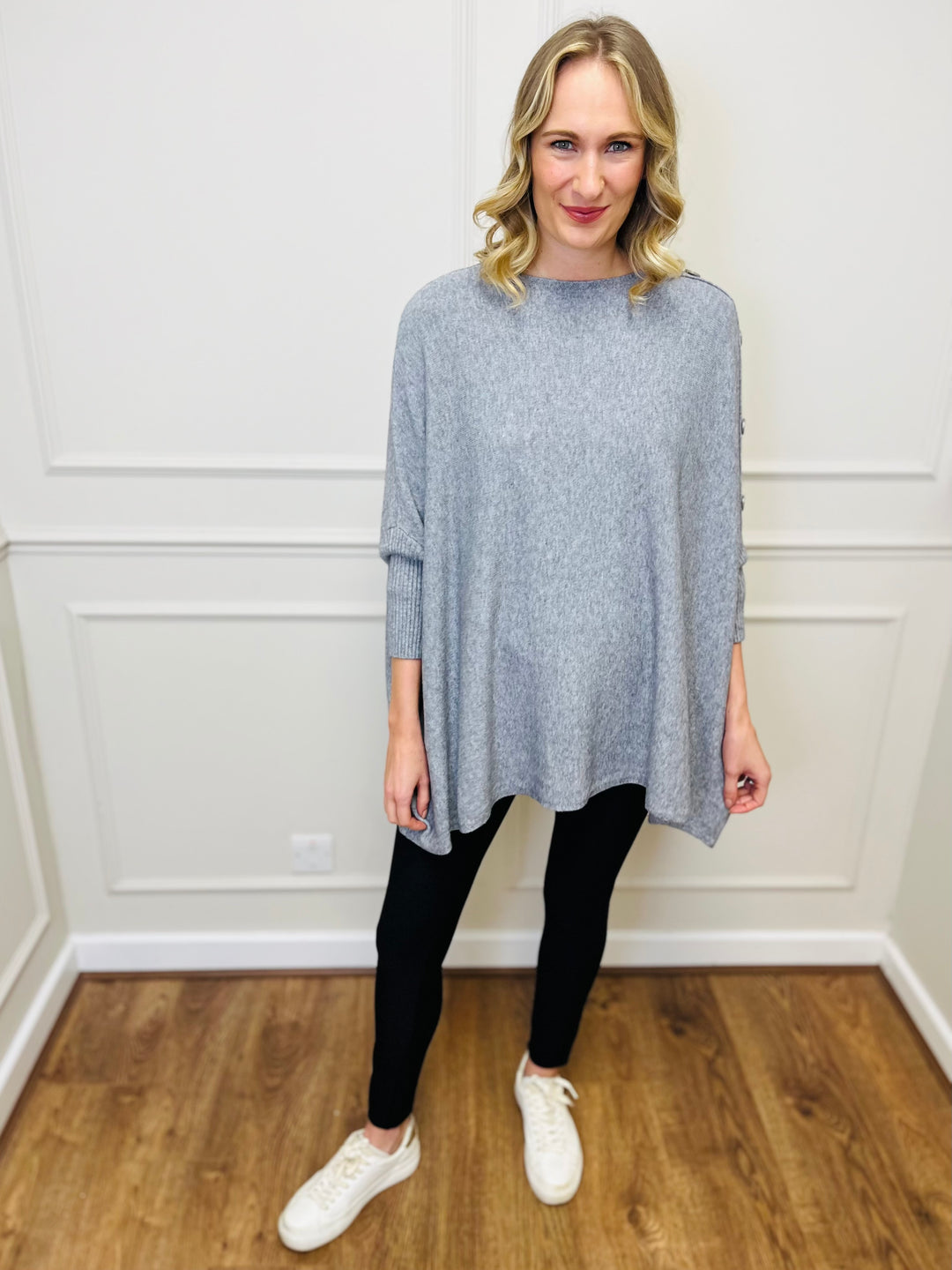 "BETTY" Button Jumper-Grey