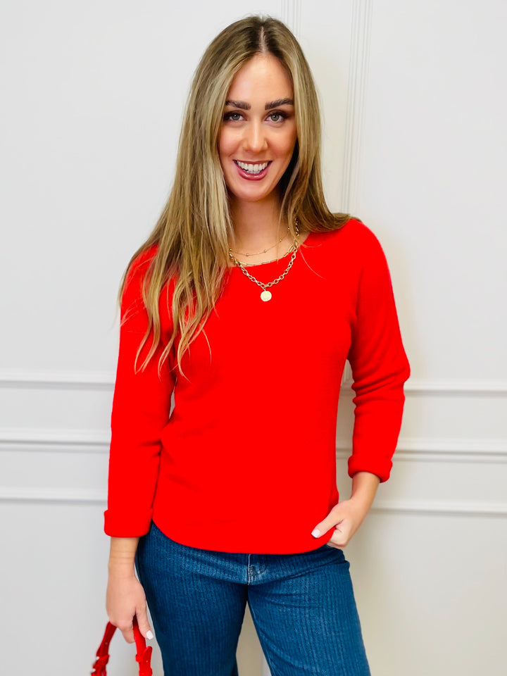 "MAGNOLIA" Fine Knit Jumper-Red