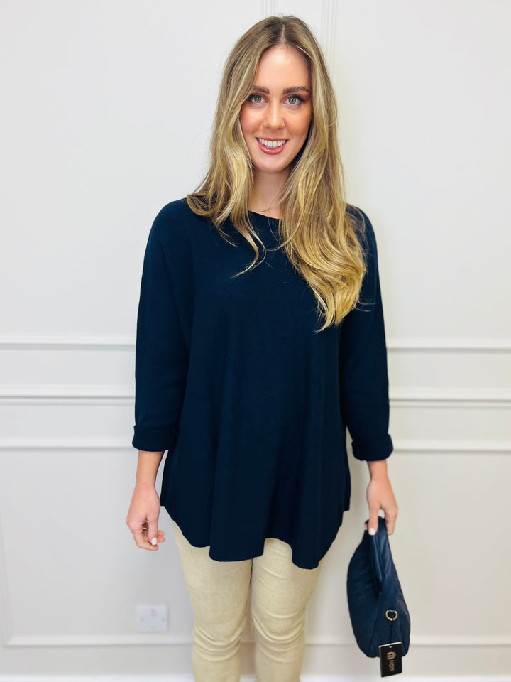 "GEORGIA" Basic Soft Jumper-Navy